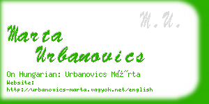 marta urbanovics business card